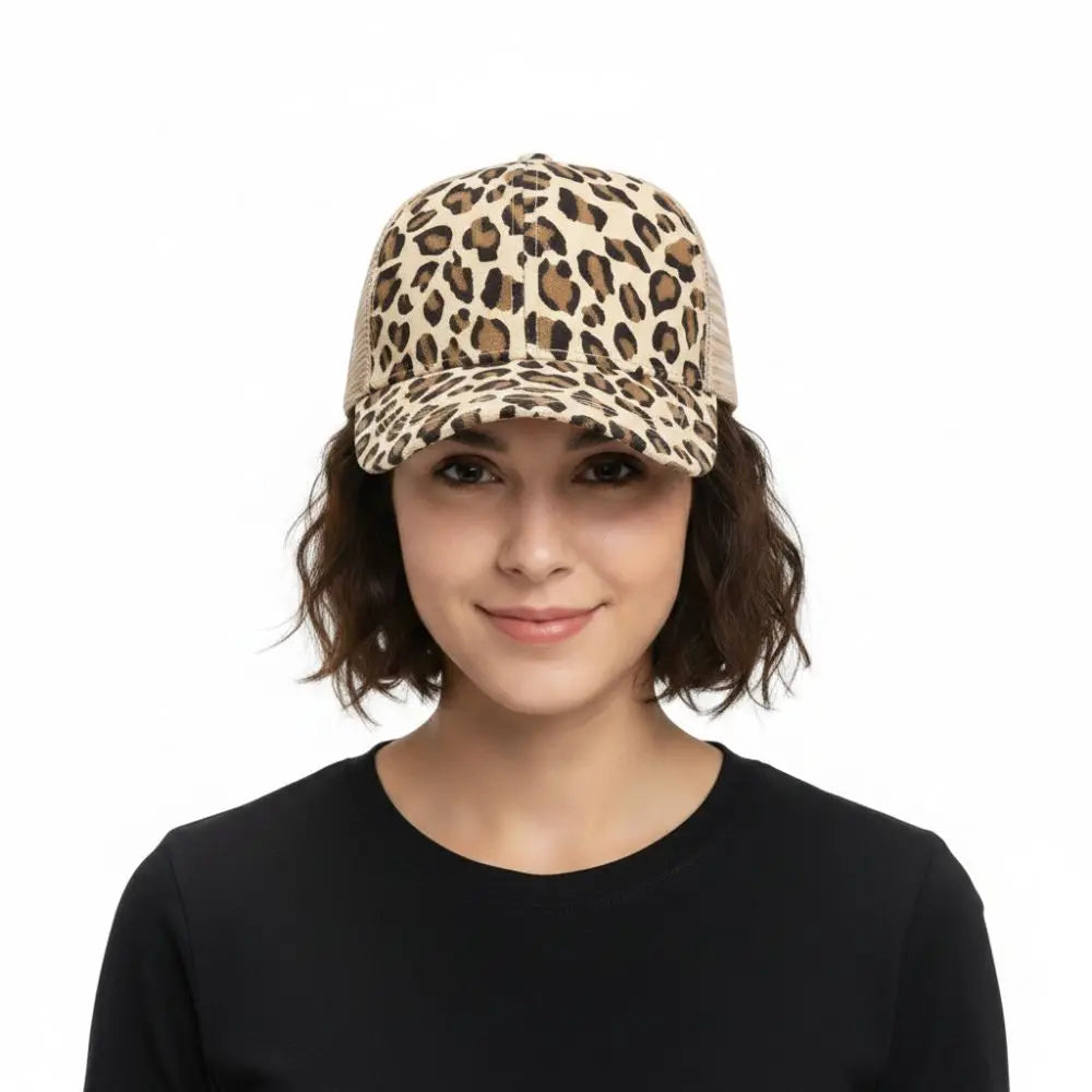 Vintage Leopard Print Baseball Caps Adjustable Sun Visor Baseball Hats
