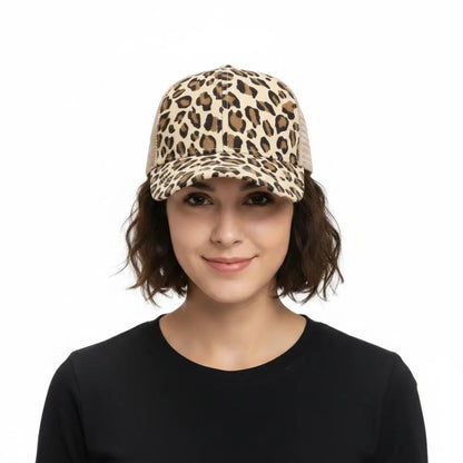 Vintage Leopard Print Baseball Caps Adjustable Sun Visor Baseball Hats