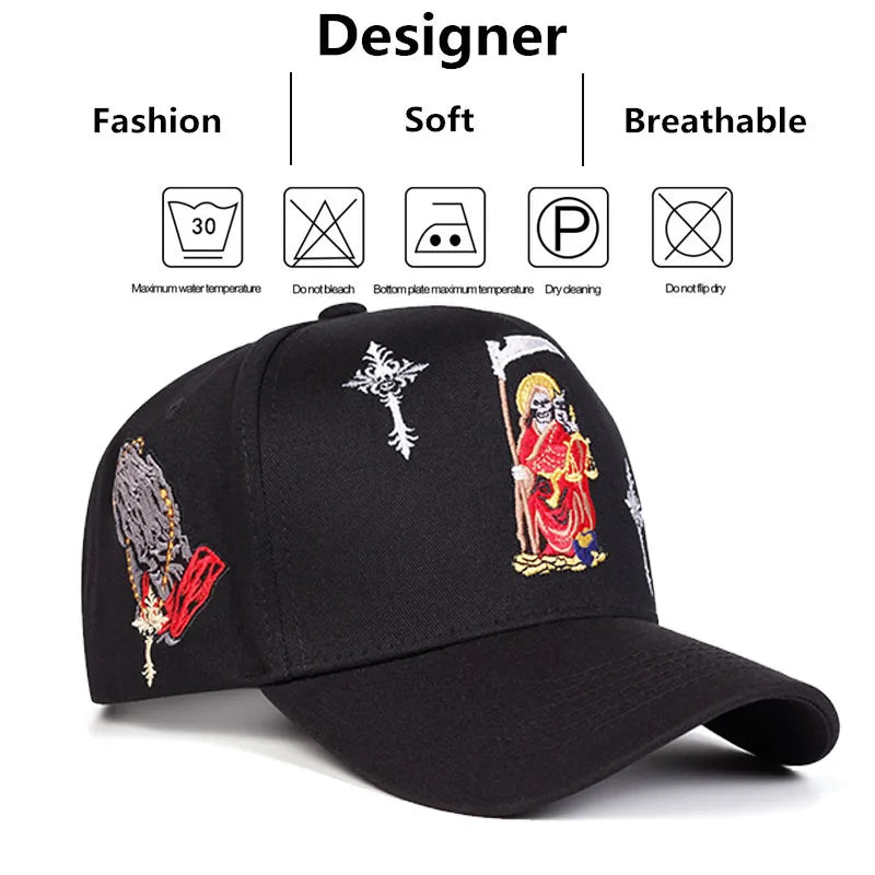 Unisex Gothic Cross Embroidery Baseball Caps Spring Autumn