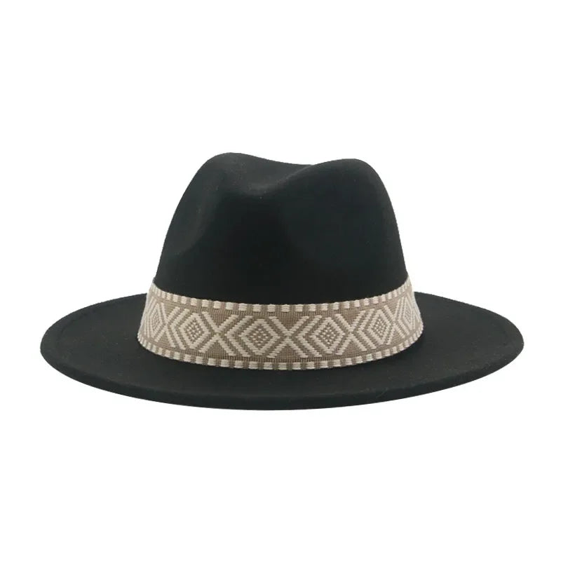 Panama Hat Western Cowboy Hats For Women Solid Big Brim Casual Fedoras Men Women