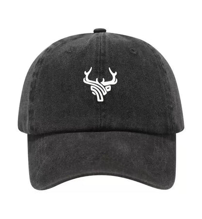 Deer Head Antlers Printed Washed Cotton Adjustable Baseball Cap
