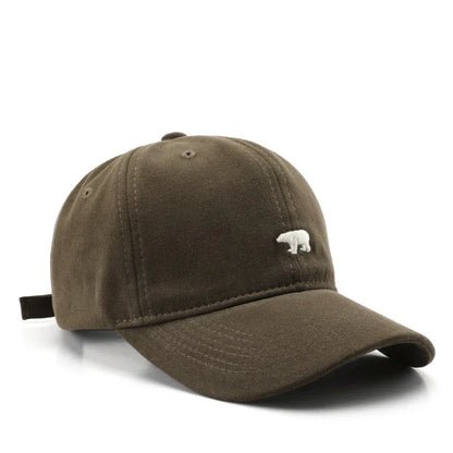 Women's Baseball Caps Polar Bear Embroidered Cotton Hat Adjustable Casual Visor Hats