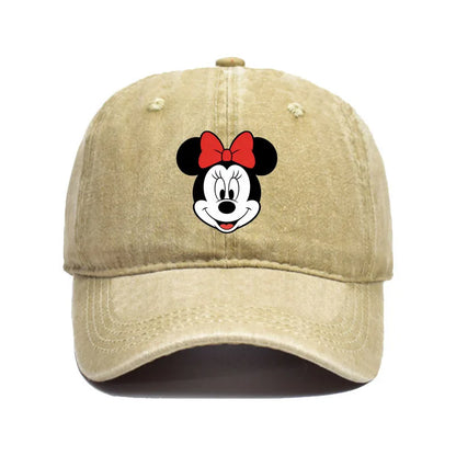 Unisex Vintage Washed Mickey Minnie Print Baseball Cap for Men Women
