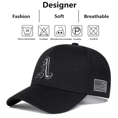 Unisex A Letter Embroidery Side American Flag Baseball Cap Spring Autumn Outdoor