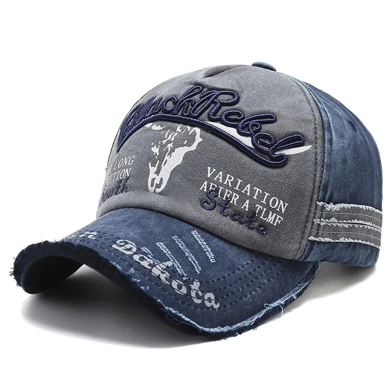 Unisex Washed Cotton Vintage Cap Letter Embroidery Baseball Cap