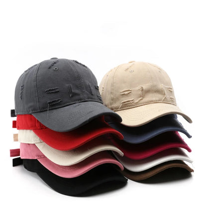 Vintage Distressed Baseball Cap, Casual Adjustable Cotton Hat