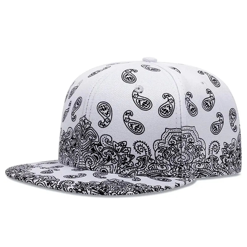 Fashion West Coast Cashew Flower Printing Snapback Cap Outdoor Sun Men Woman