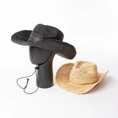 Hand-Woven Crochet Raffia Cowboy Hat