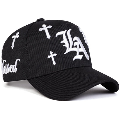 Unisex Gothic LA Cross Embroidery Baseball Caps Spring Autumn Outdoor