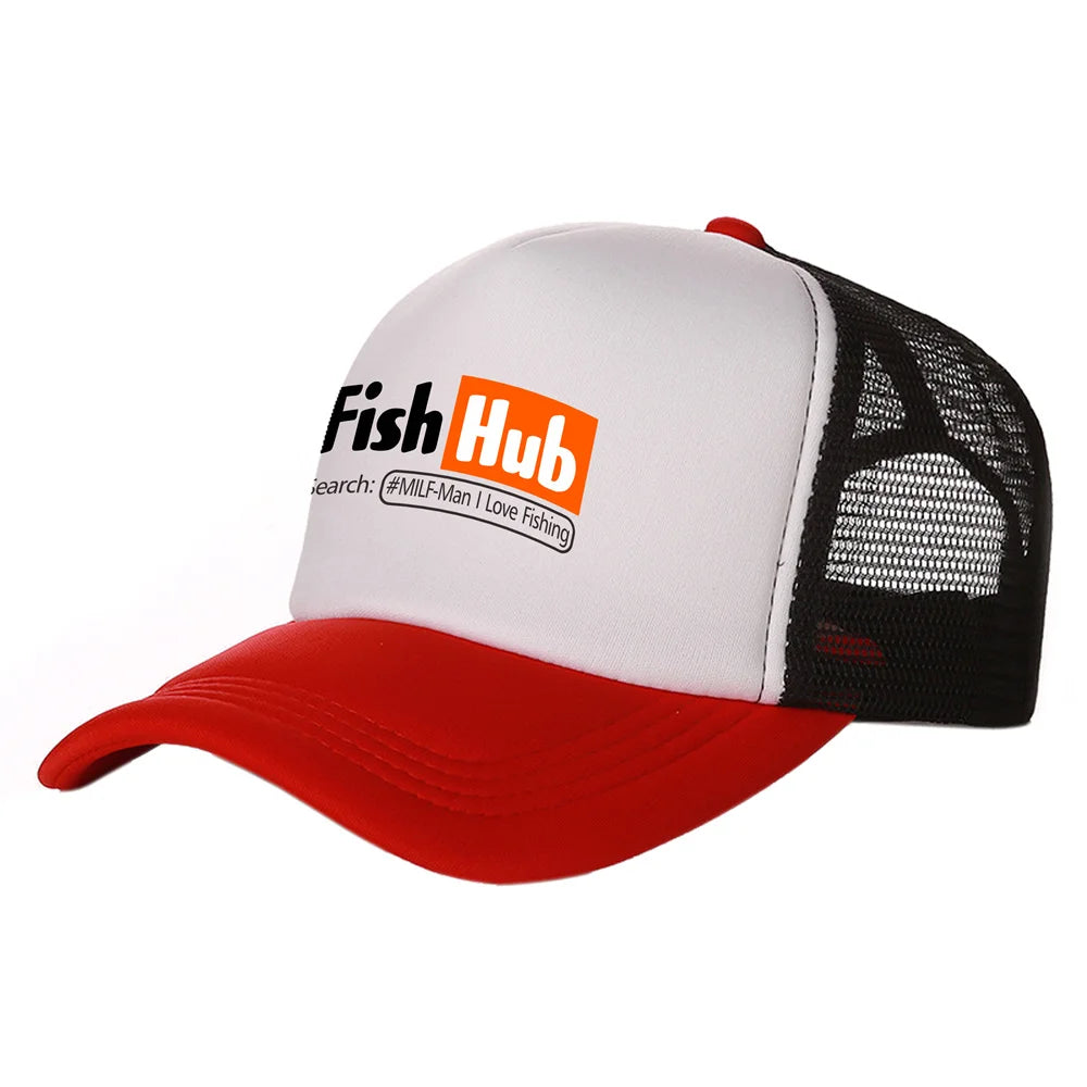 Fish Hub Trucker Cap Men Funny Fishing Hat Baseball Cap