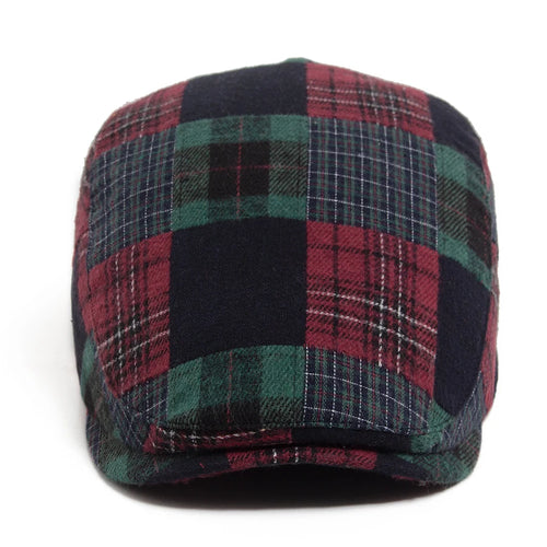 New Y2k Patchwork Big Plaid Beret Casual Men Women's