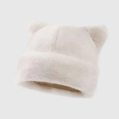 Leopard Print Fur Plush Beanie Teddy Bear Hat