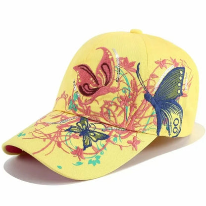 Sparkling Butterfly Embroidered Baseball Caps