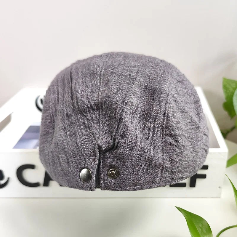 Linen Berets Hats For Men Summer Breathable Newsboy Caps