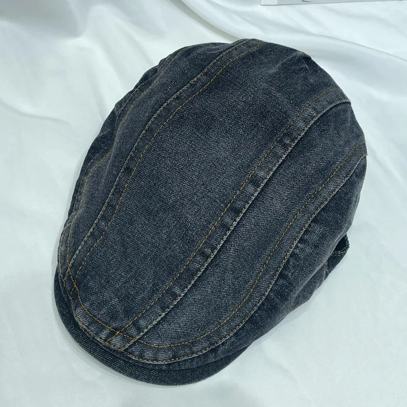 High-Quality Dream Purple Washed Denim Berets