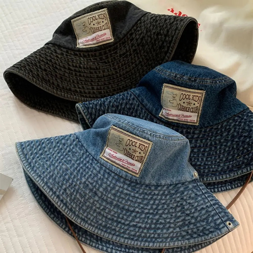 Women Denim Bucket Hat Spring Autumn Korean