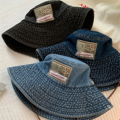 Women Denim Bucket Hat Spring Autumn Korean