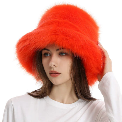 Hat Woman Winter Faux Fur Fisherman Hat Woman