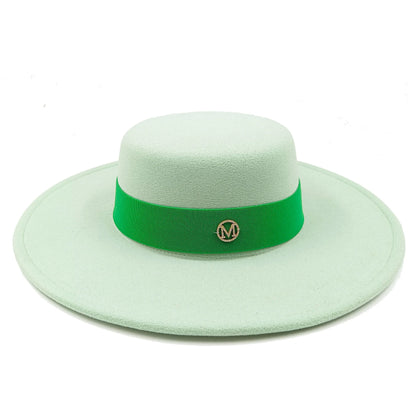 New Oversized Edge Flat Top Hat Retro French Felt Hat
