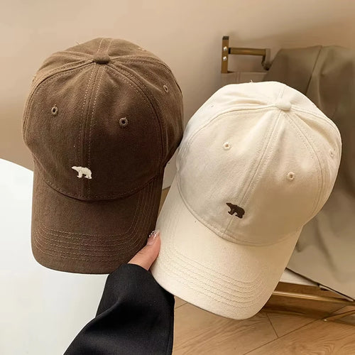 Polar Bear Embroidered Baseball Hat Fashionable Casual Sunshade Versatile Big Head Circumference Sunshade