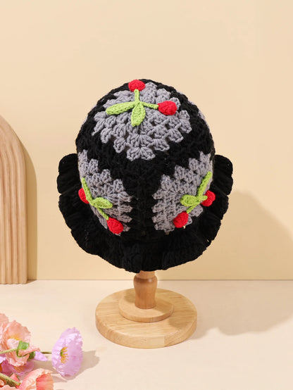 Retro Cherry Handmade Crochet Bucket Hat