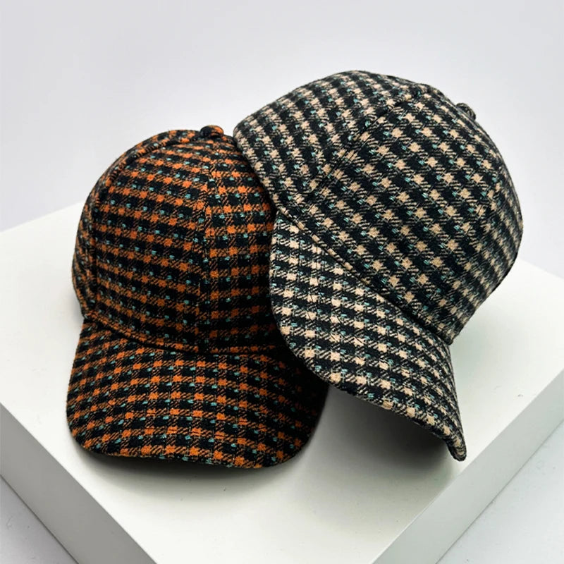 New Men Women Versatile Color Block Woolen Cloth Baseball Caps