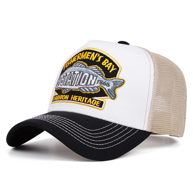 Personalized Fashion Hip Hop Hat Station Fishbone Embroidery Baseball Hat