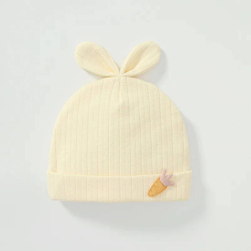 Soft Infant Beanies Caps Baby Hat Cartoon Bear Boneless Muslin Hat Newborn 0-3M