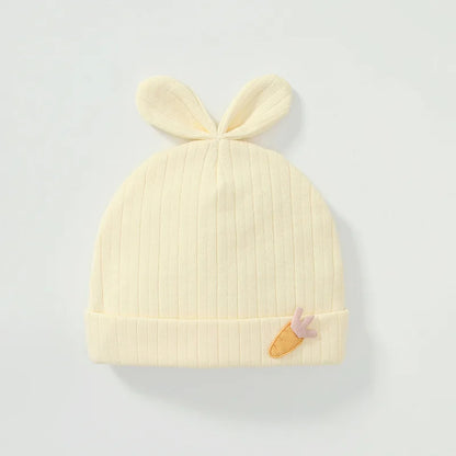 Soft Infant Beanies Caps Baby Hat Cartoon Bear Boneless Muslin Hat Newborn 0-3M