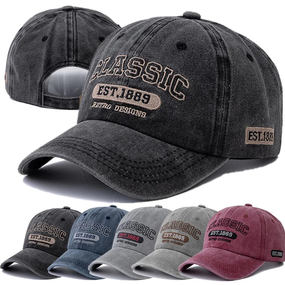 Retro Design Embroidery Classic 1889 Letter Baseball Cap