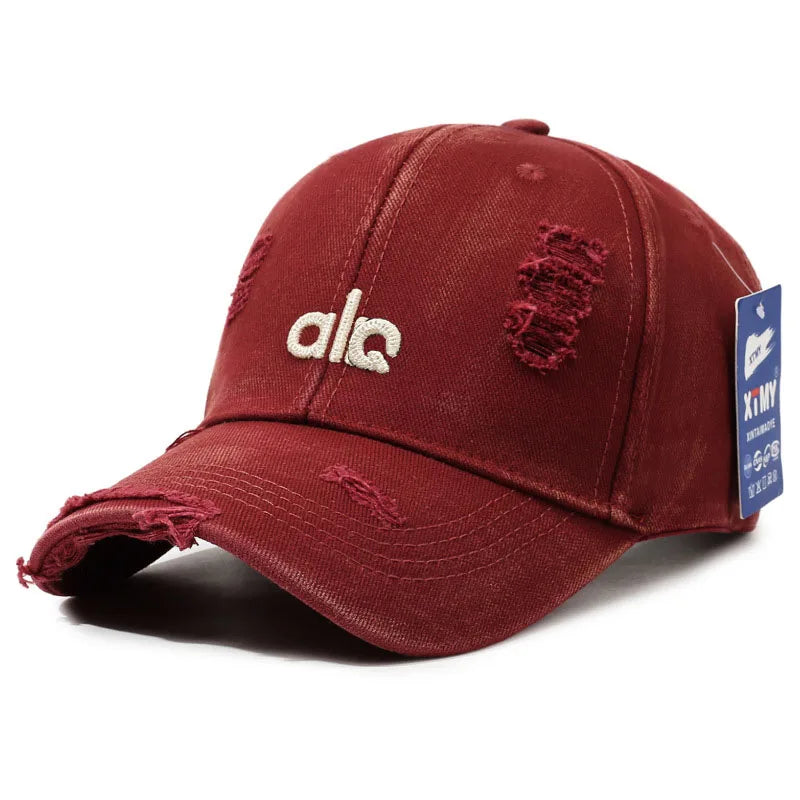 Vintage American-Style Distressed Denim Baseball Cap