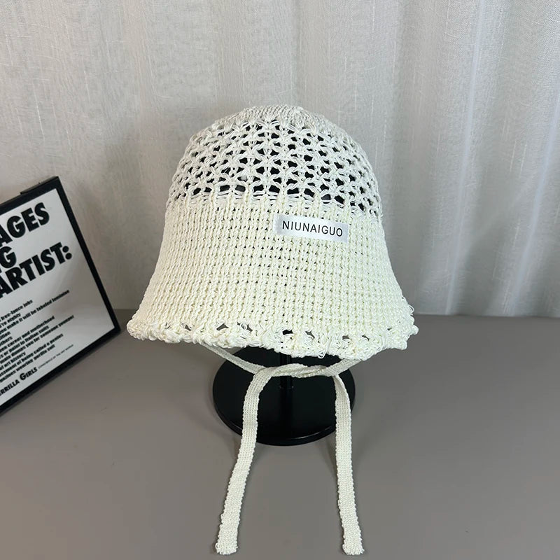 Korean Sle Summer Knitted Bucket Hat Women's