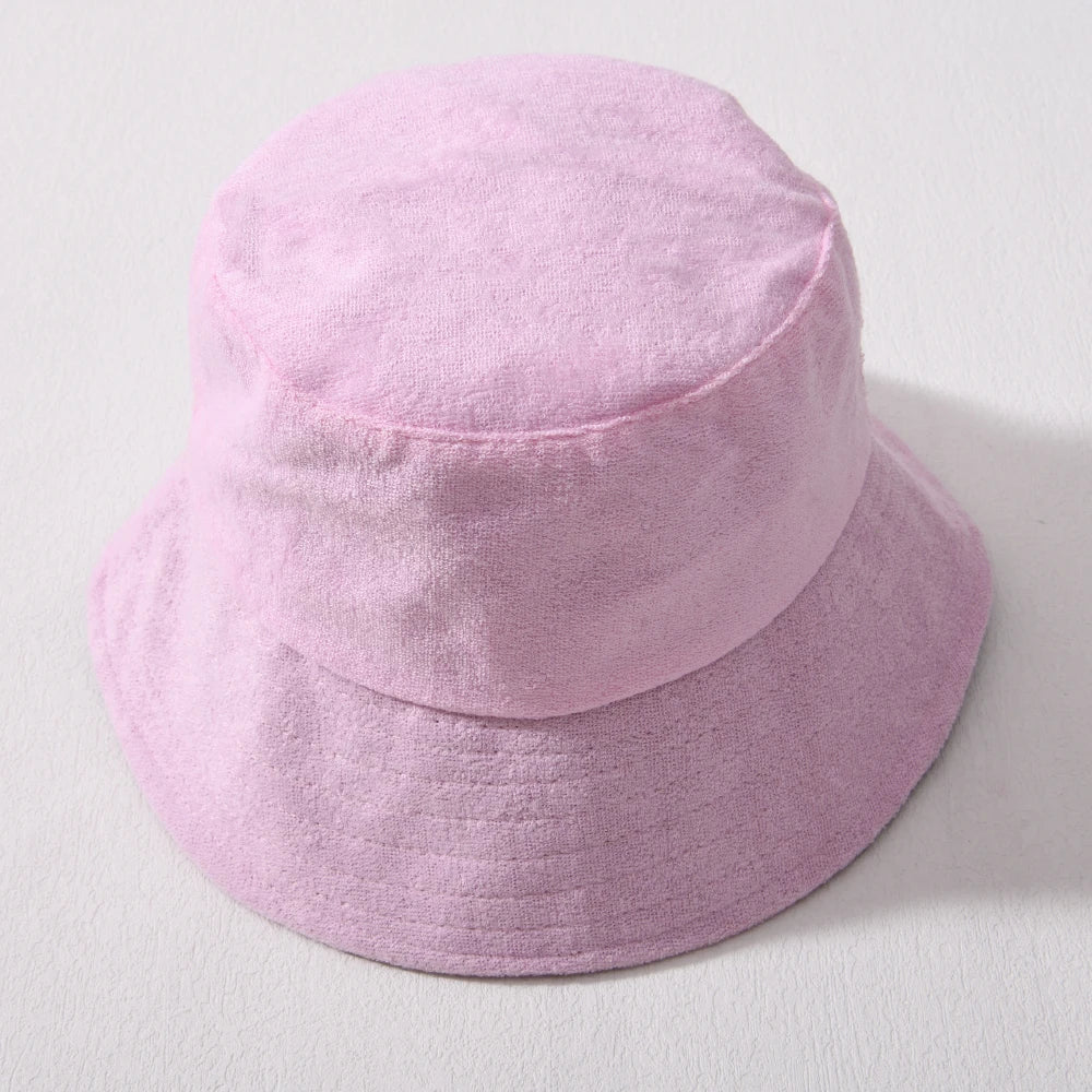 Simple Terry Cloth Towel Bucket Hat Spring Autumn