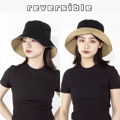 Bucket Hats Women Big Size Double-sided Fisherman Cap Summer Large Size Hip Hop
