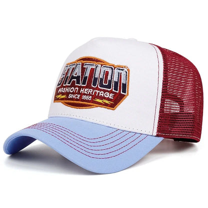 Unisex Baseball Cap Classic Station Letter Pattern Mesh Cap Men And Women
