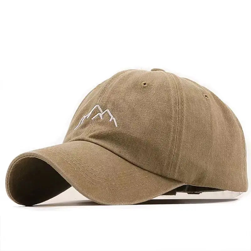 Unisex Washed Cotton Cap Mountain Embroidery Vintage Baseball Cap Men Women