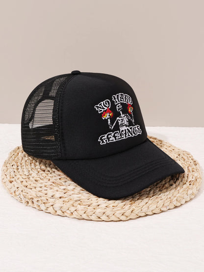 Unisex Skull Flame Embroidery Baseball Net Caps Spring and Summer