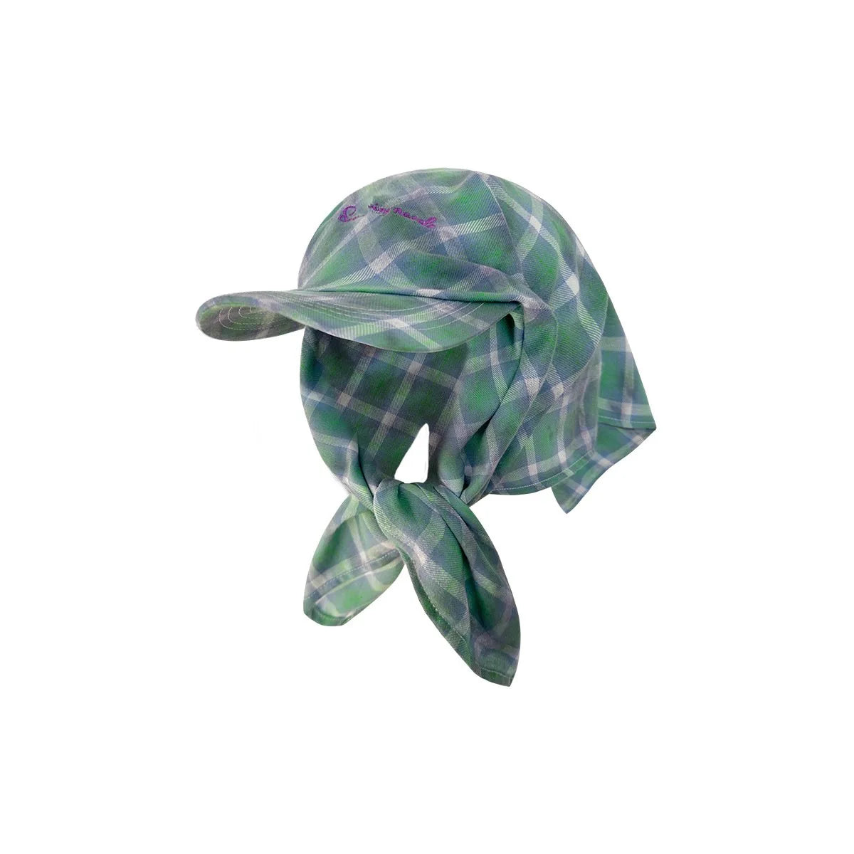 Vintage Plaid Strap Headscarf Hat Sunscreen Baseball Cap