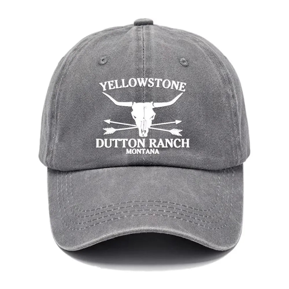 Vintage Washed Cotton Bull Skull Baseball Caps