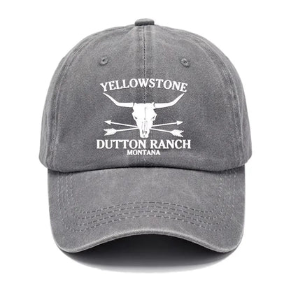 Vintage Washed Cotton Bull Skull Baseball Caps