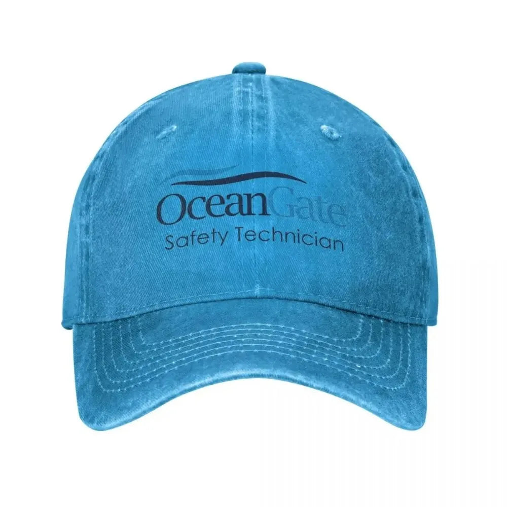 Vintage OceanGate Safety Technician Baseball Cap Unisex Style Distressed Washed Headwear Outdoor All Seasons Travel Hats Cap