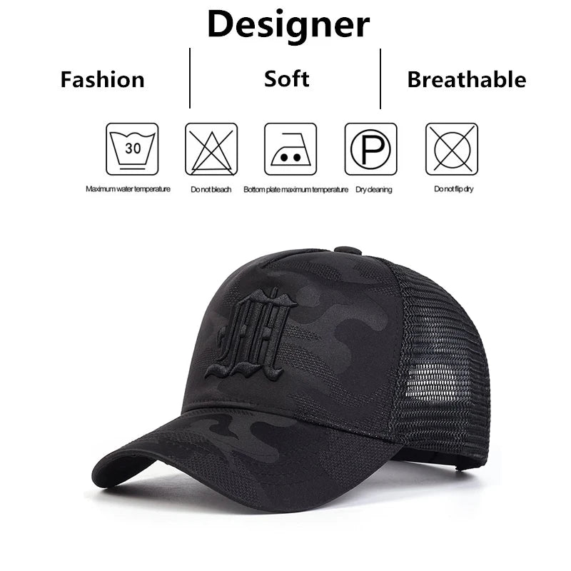 Fashion M Letter Camouflage Embroidery Baseball Net Caps Spring And Summer