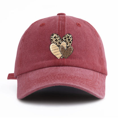 Leopard Heart Print Washed Baseball Cap