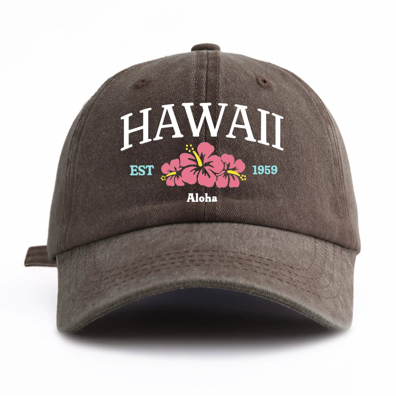 1pc Hawaii Print Washed Baseball Cap for Adults