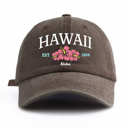 1pc Hawaii Print Washed Baseball Cap for Adults