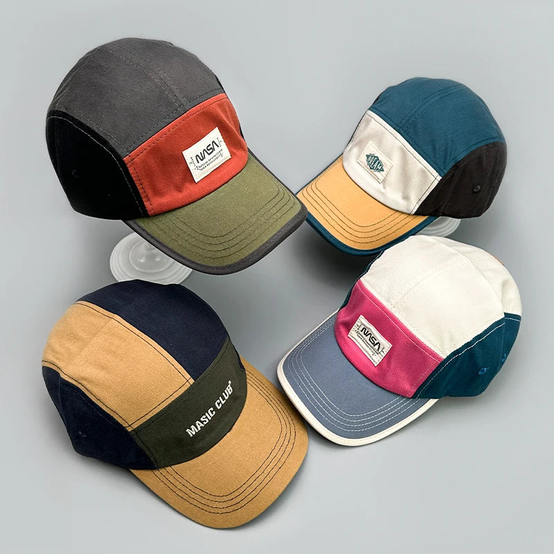 American Color Block Letter Retro Baseball Hats New Men Woman