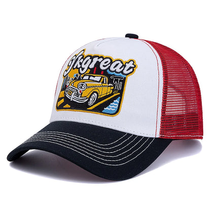 Unisex Baseball Cap Classic Vintage Car Pattern Mesh Cap Men And Women