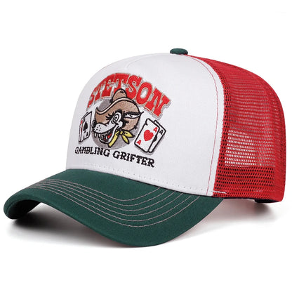 Fashion New Truck Hat Stetson Wolf Head Poker Embroidery Street Pop Hip Hop Hat
