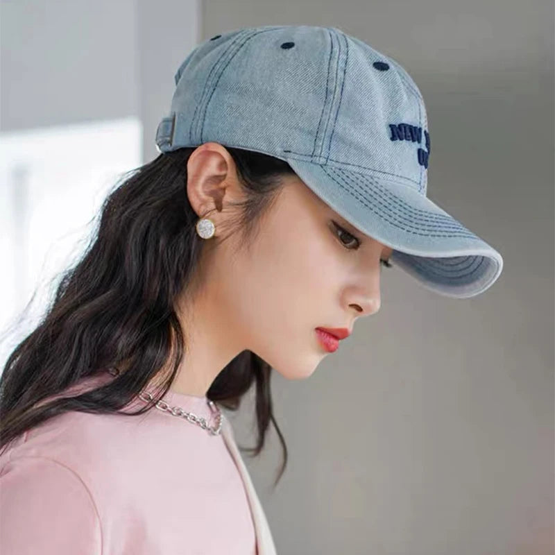 Retro Men Women Baseball Hats Cotton Embroidery Washing