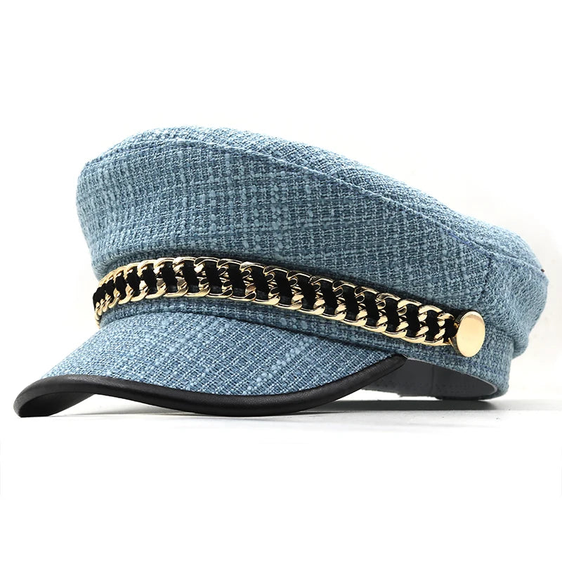 Trendy Navy Sun Hat Casual Military Caps Woman
